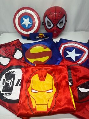 Marvel Kids Superhero Mask & Cape Bundle - Red, Blue, Yellow
